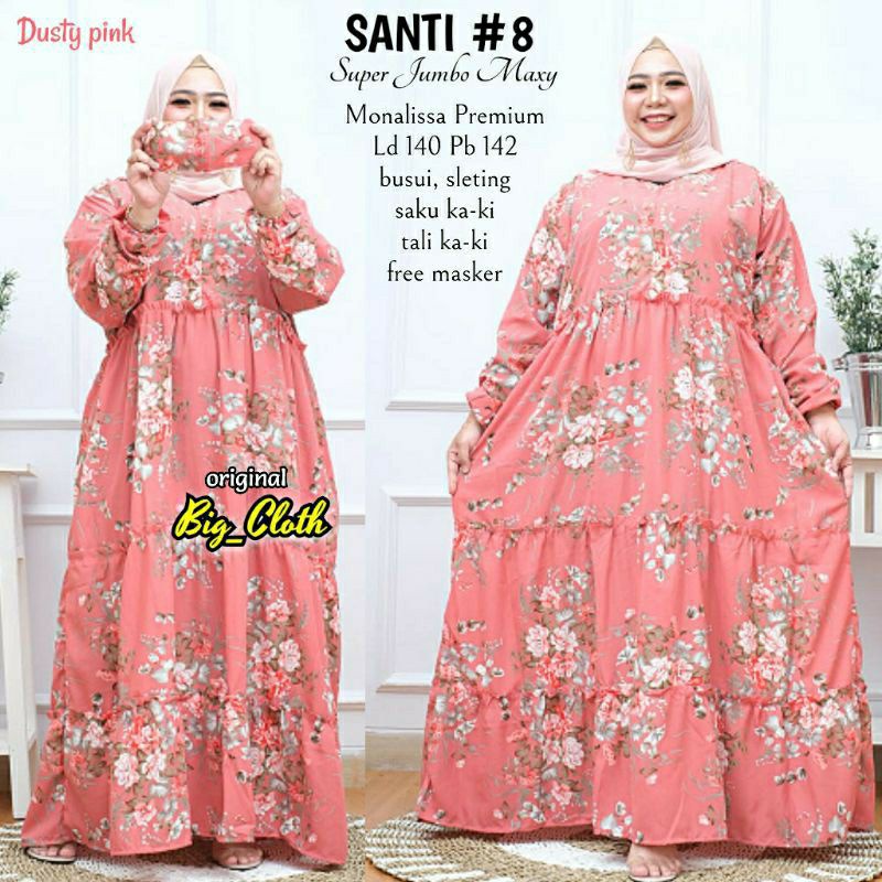SUPER JUMBO DRESS LD 140-SHANTY DRESS MONALISA PREMIUM MOTIF FLOWER BIG SIZE