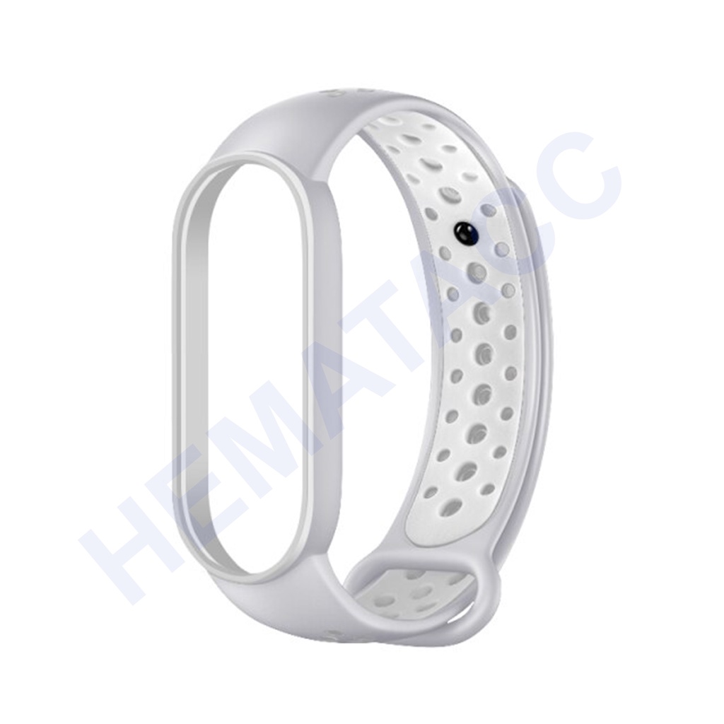 Sporty Strap Mi Band 5 / Mi Band 6 / Tali Jam Sport Xiaomi Mi Band-Abu Putih