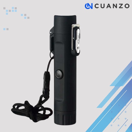 Korek Api Elektrik Double Arc Lighter Senter LED / Korek Api Elektrik Electrik Plasma Listrik Cas Casan Charger Unik Terbaru Bahan Metal Besi Elegan Fingerprint Keren Tahan Lama Tahan Air USB Waterproof Anti Angin Classic Klasik Lighter Murah Original