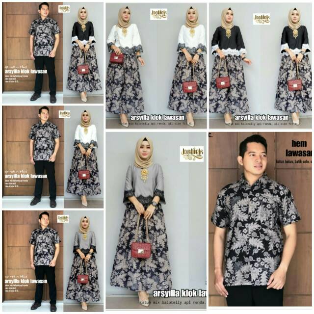Couple Arsyilla Set Klok & Kemeja Pendek Batik Lawasan