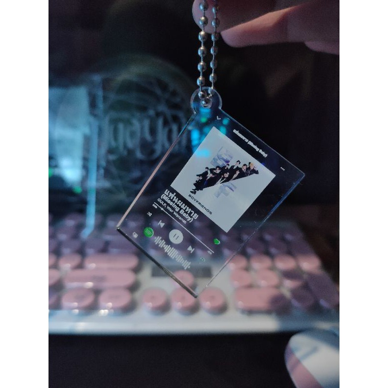 'YY' Keychain Spotify Barcode Ganci Akrilik Custom Murah Unik Scan Gantungan Kunci