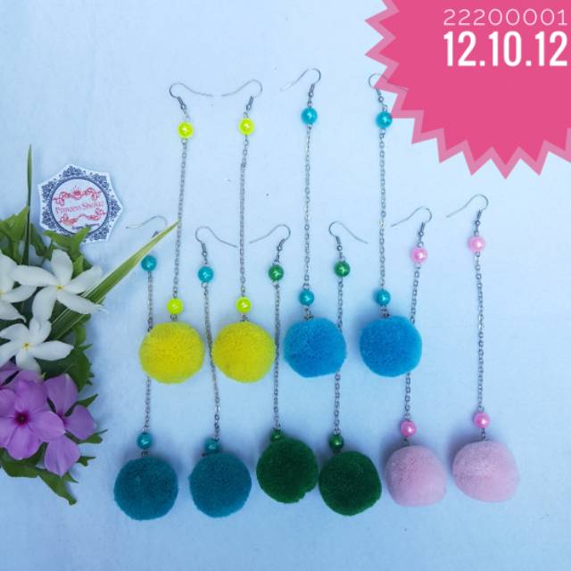 ANTING HIJAB POMPOM/ANTING SABYAN/ANTING JUNTAI PANJANG