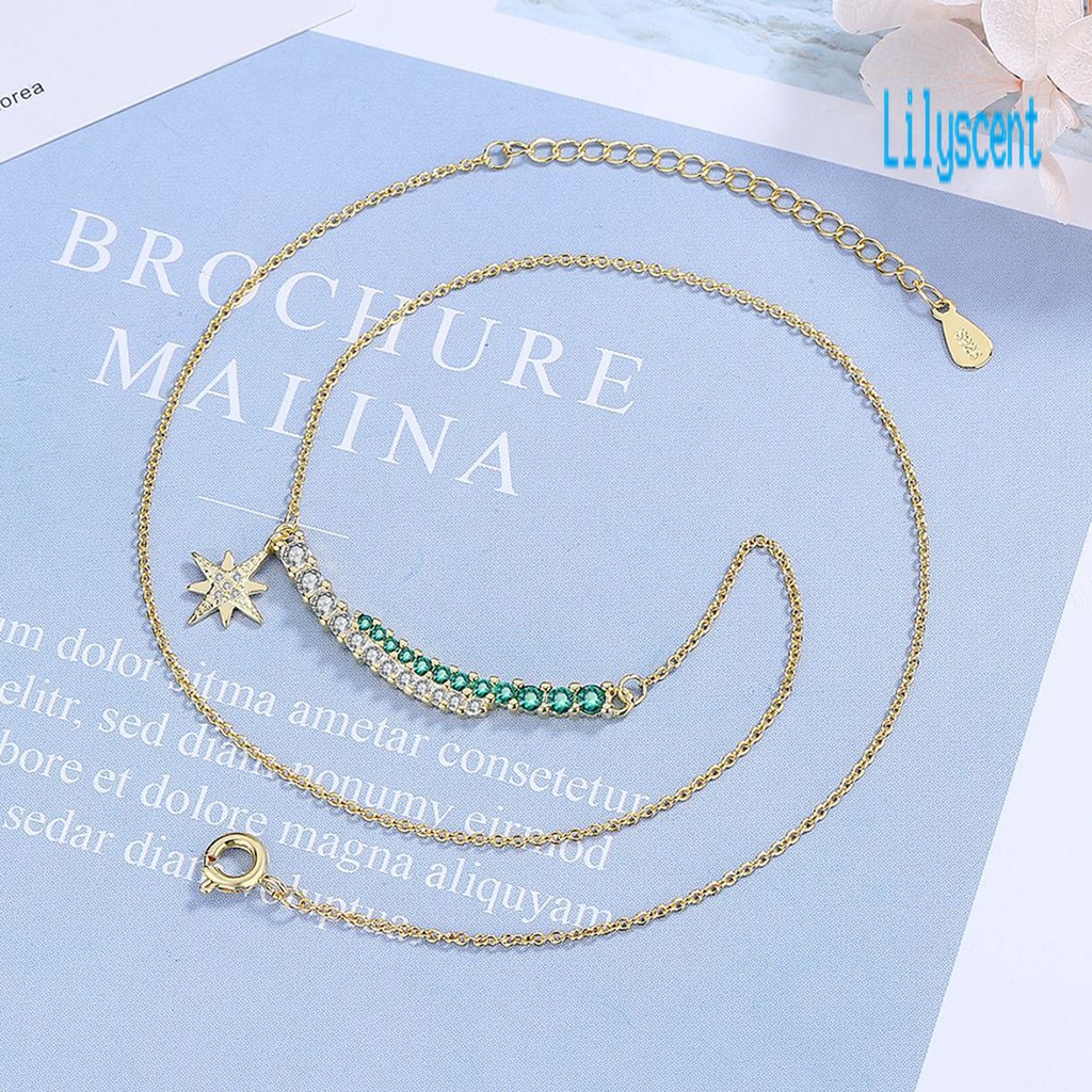 Kalung Liontin Bintang Berlian Imitasi Adjustable Untuk Wanita