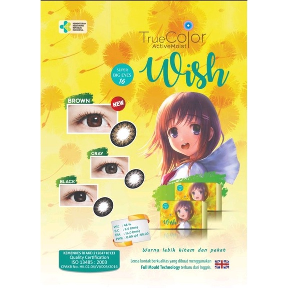 Softlens WISH/ Lensa mata 16mm/Big eyes/True color