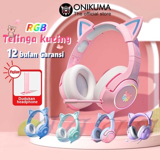 Onikuma K9 Rgb Baru Warna Pink Telinga Kucing Lucu Headset Gaming Perempuan Dengan Mikrofon Saluran Hifi 7.1 Desktop Komputer Laptop Kabel Dipasang Di Kepala Subwoofer Earphone