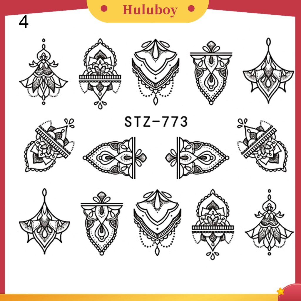 Huluboy Huluboy♡ Stiker Kuku Motif Garis Hitam Tahan Lama Untuk Wanita