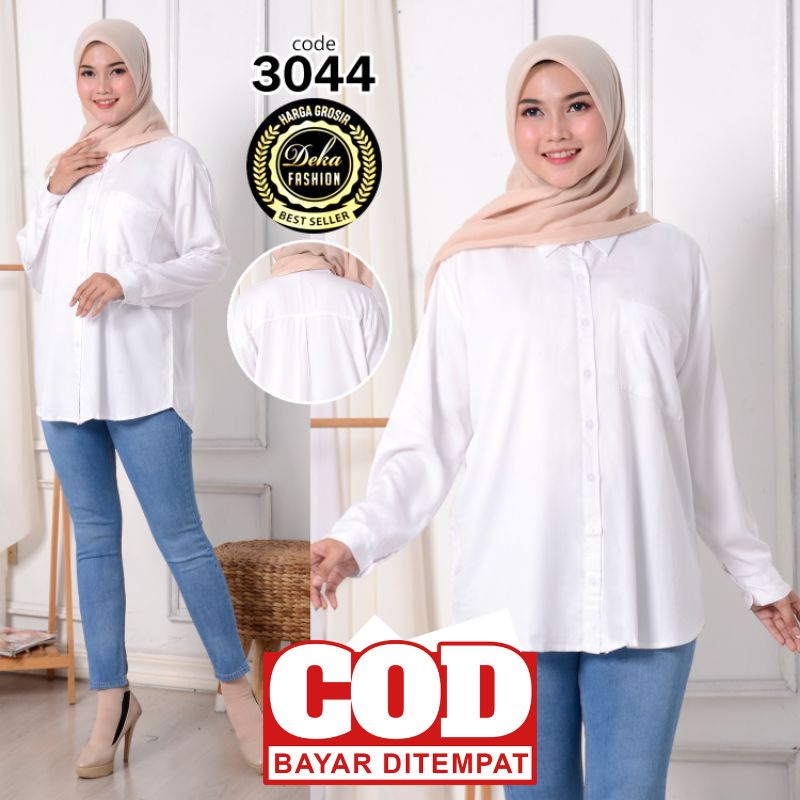 KEMEJA JUMBO WANITA POLOS KANTONG KATUN / KEMEJA POLOS JUMBO / TUNIK POLOS JUMBO BAHAN TWILL 30S