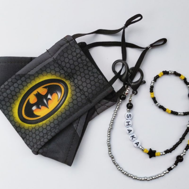 Strap masker anak laki-laki tema Batman tali masker