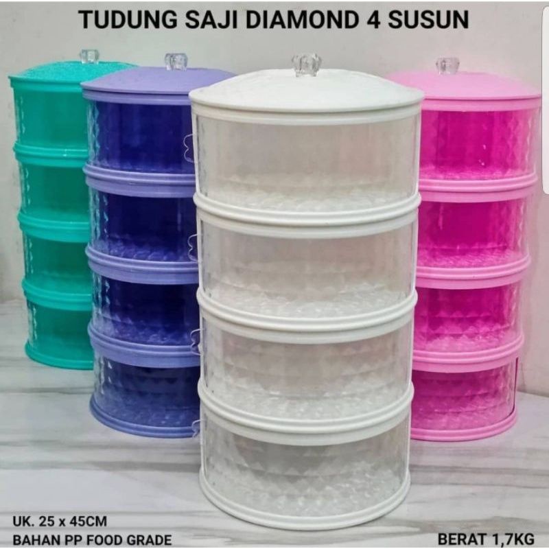 Tudung Saji 4 Susun Diamond / Food Cover 4 Layer & 5 Layer Warna [Tahan Panas] Anti Debu