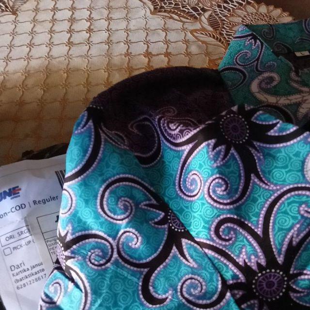 Toska Batik Hrb026 Kenongo Kemeja Hem Pendek Padi Pekalongan M L Xl Murah Keren Bati Pria Wajik Biru