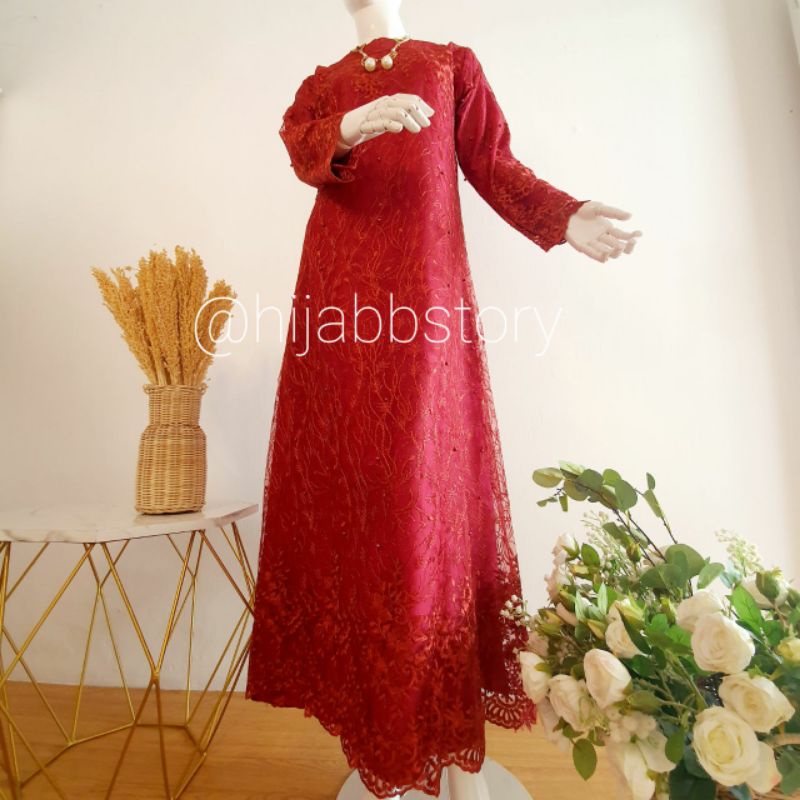 HIJABBSTORY Zavia Mint Dress Tile Esl 100 /140 Realpict Res Blkng Gamis Akad Kondangan Pesta Bridesm