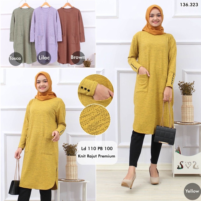 Soula Tunik / Solia Tunik - Tunik Kaos Rajut Premium / LD100 Melar / Soula 5 / soula 4 / R.3 - 251-6022