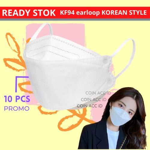 [KOIN] MASKER 4D KF94 KOREAN STYLE evo 4 ply / 4 lapis PREMIUM - warna putih hitam 1 pack isi 10pcs