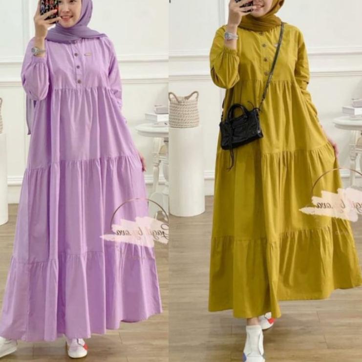 (PALING DIMINATI) MIDI DRES SUSUN KATUN RAYON//CRINKLE AIRFLOW MIDI DRES