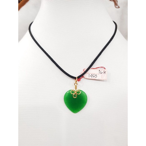 LT1274E222E liontin love waru permata batu giok hijau jade emas kuning asli berat 5.300 kadar 70%16k