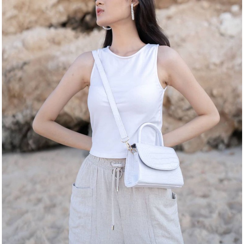 Mizu Bag White / Tas Mini Premium Tas Korea Putih Polos-8