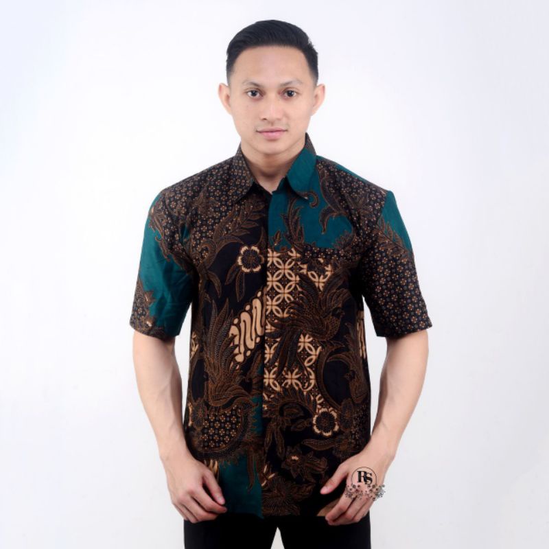 KEMEJA BATIK PRIA PENGAN PENDEK KEMEJA BATIK PRIA TERPOPULER  ARRIVAL DISTRO BATIK PRIA BORDIR SOGAN HRB027