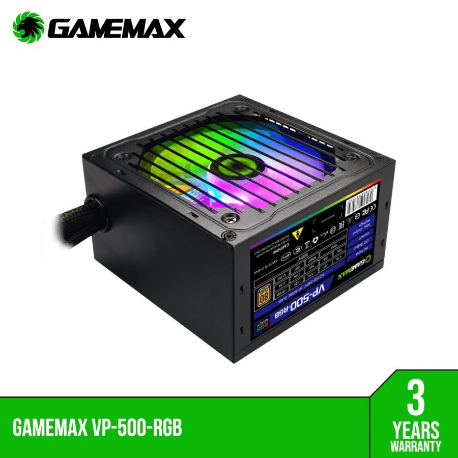 GameMax VP-500-RGB Power Supply 500W 80+ Bronze PSU 500 Watt Ori