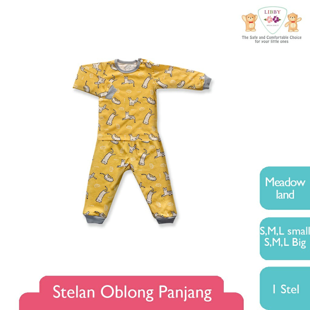 Libby Stelan Oblong Baju Panjang &amp; Celana Panjang Meadow Land Series (Satu Set Isi 3Pcs)