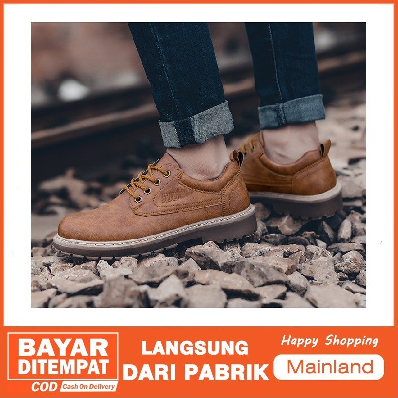 Mainland Sepatu Pria Kulit Pantofel Formal Cowok Kerja Kantor Men's Shoes Simple Santai MC401