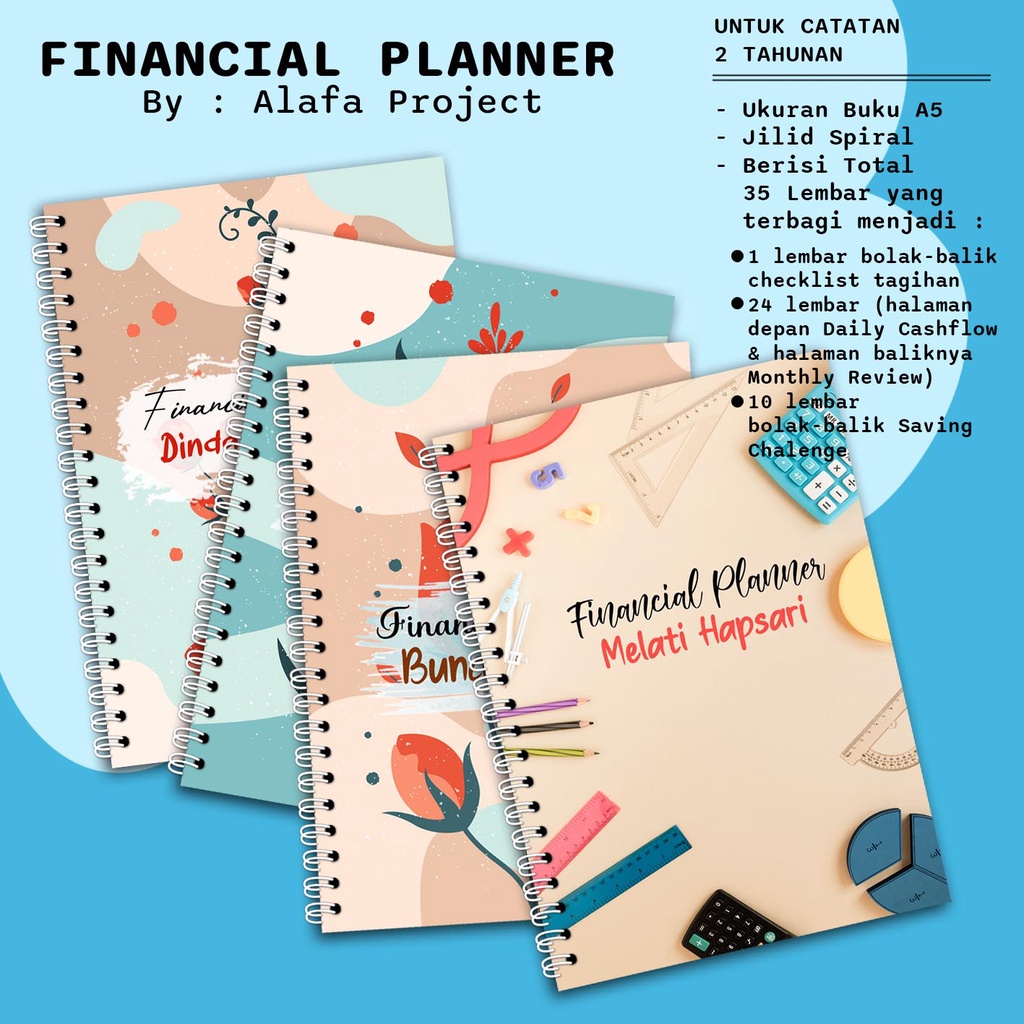 

AlafaProject Financial Planner Custom 1 Buku Untuk 2 Tahun / Catatan Keuangan Custom 017-020
