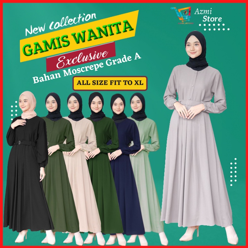 Baju Gamis Wanita Remaja Syar'i Syari Terbaru 2022 Polos Nibras Elegan Casual Simple Nidia Dress Dre