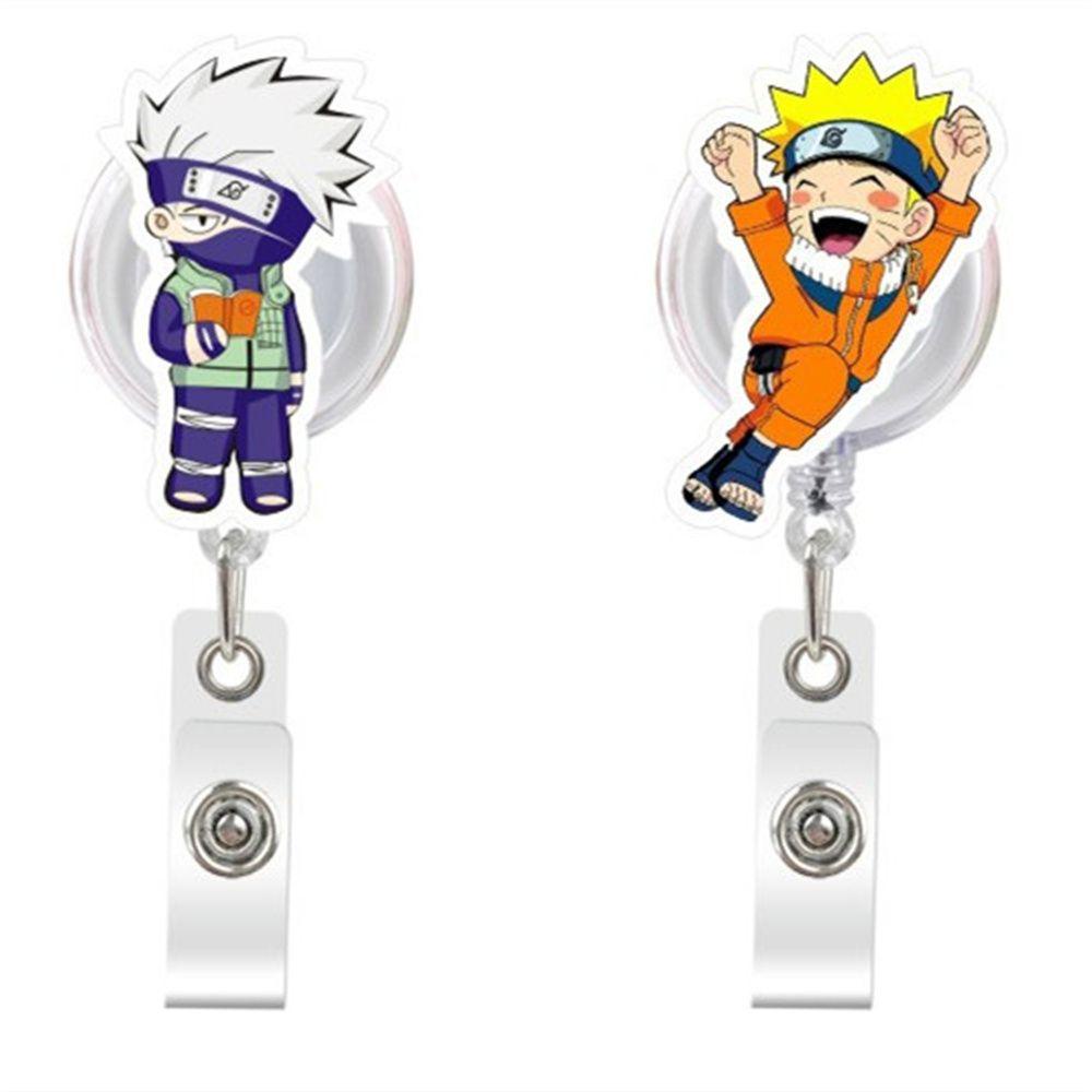 Reel Lencana Ditarik Agustinina Anime Kartun Name Tag Luffy Naruto Card Holder Name Card Holder
