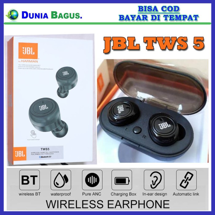 ⭐⭐⭐⭐⭐TERBARU JBL Headphone Blutooth Headset bluetooth JBL TWS 5 Wireless Earphone Bluetooth JBL TWS 