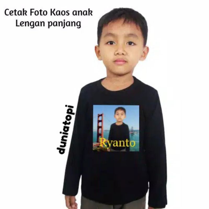 KAOS ANAK lengan panjang SABLON FOTO dan NAMA