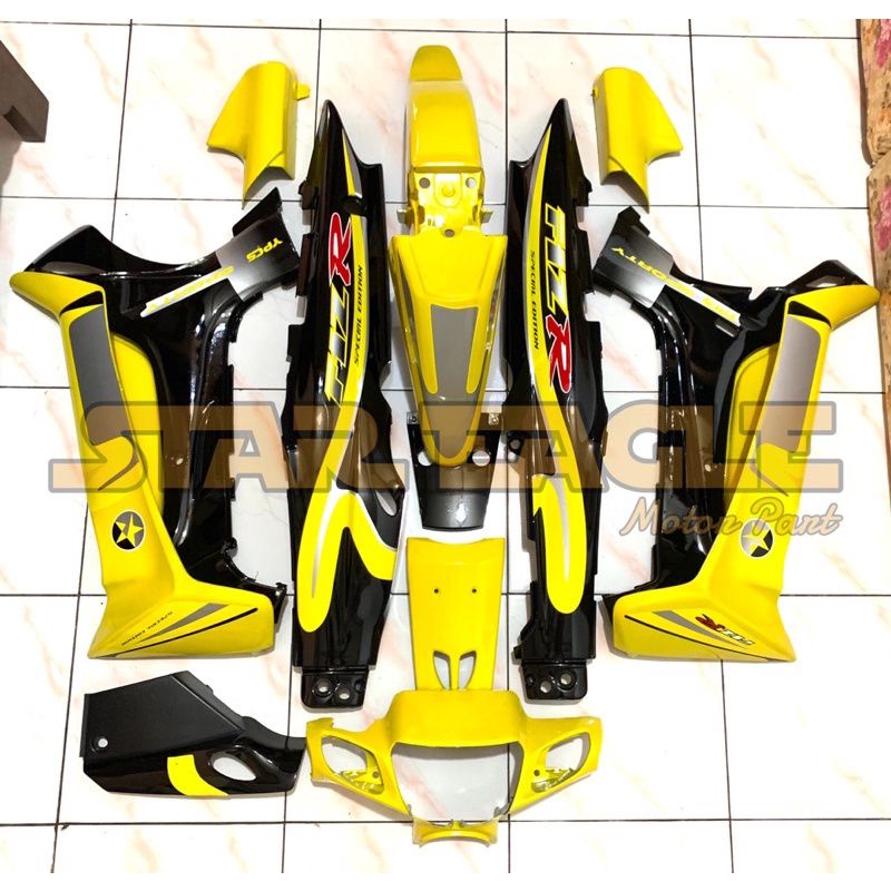 cover body halus yamaha fiz r fullset body halus fiz r kuning hitam set stiker caltex kuning