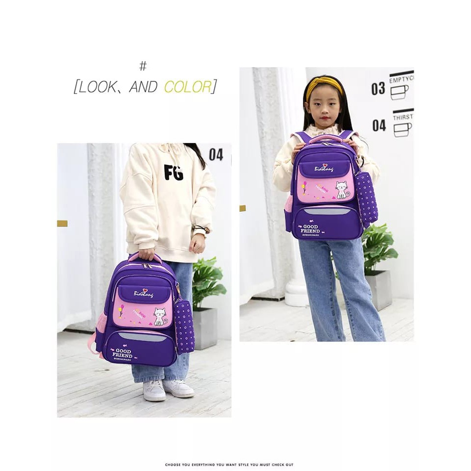 ARMELIA SHOP - Tas Ransel Backpack Karakter Kucing BiaoBang Ransel Anak Sekolah Tas  Perempuan Sd