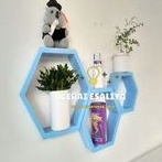 Rak Dinding Hiasan Ruang Tamu Dinding Kamar Hexagonal Rak 1 Set 3Pcs