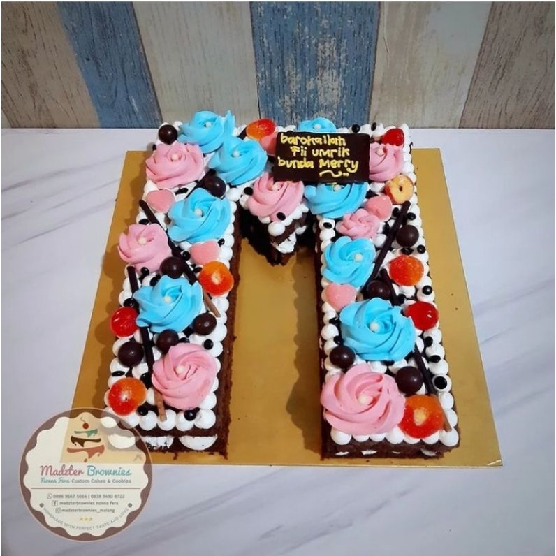 

letter cake /tart huruf /tart angka/brownies tart/kue ulang tahun anak/ tart anak malang