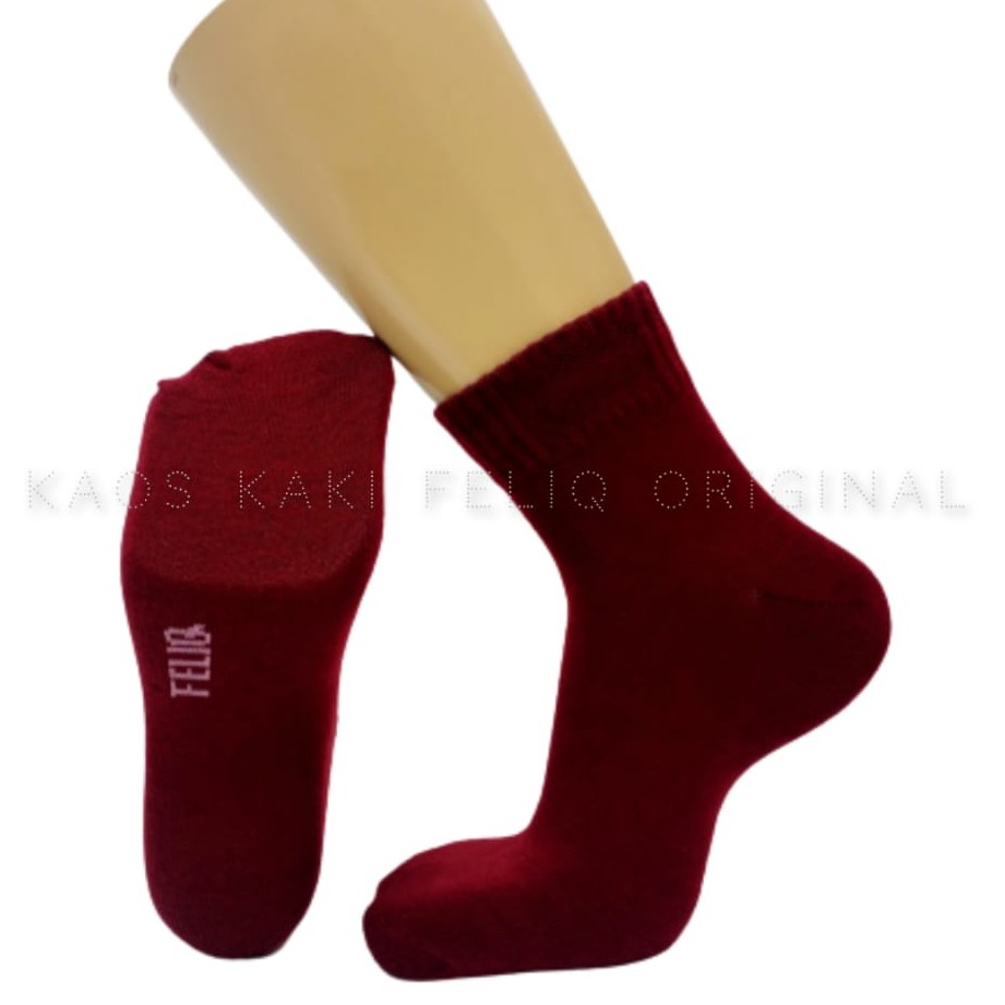 Perpasang Kaos Kaki Tebal Bahan Pe/Kaos Kaki Ankle Sport Feliq-MAROON