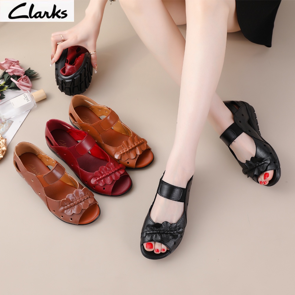 Clarks new pita woman  / clarks flat wanita kulit asli /Sepatu sandal flat