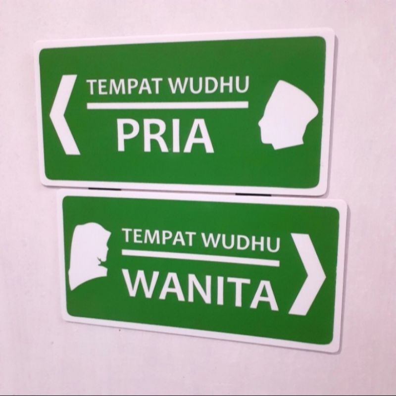 

Acrylic sign label TEMPAT WUDHU PRIA / WANITA satu set / Papan Tanda Tempat Wudhu sepasang Pria Wanita