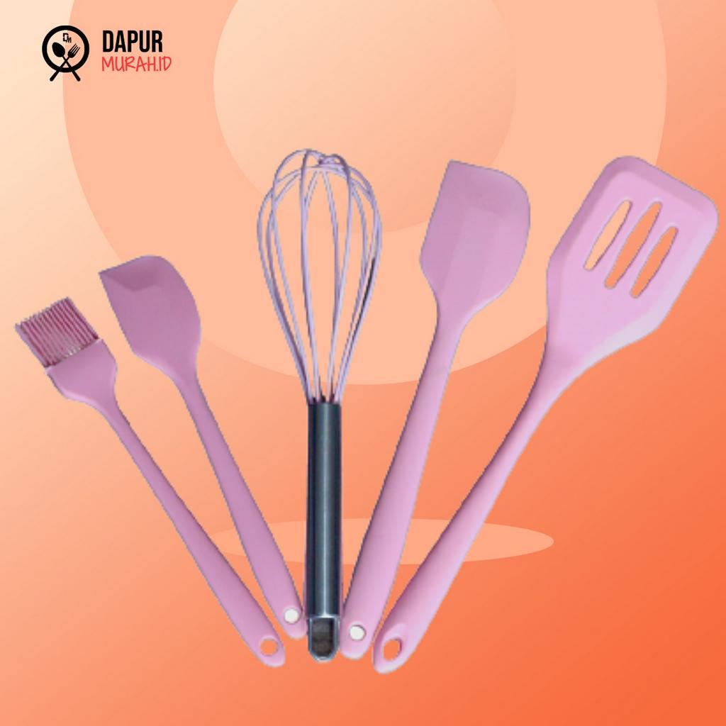 DM - Baking Spatula Silikon Set 5 in 1 Egg Whisker Shaker Solet Random Colour