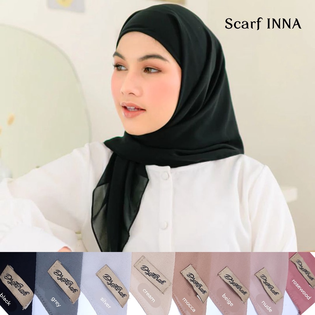 Jilbab polos / Scarf polos  / Hijab polos/ Kerudung Polos Segiempat Instant polos Scarf Inna by Dzak