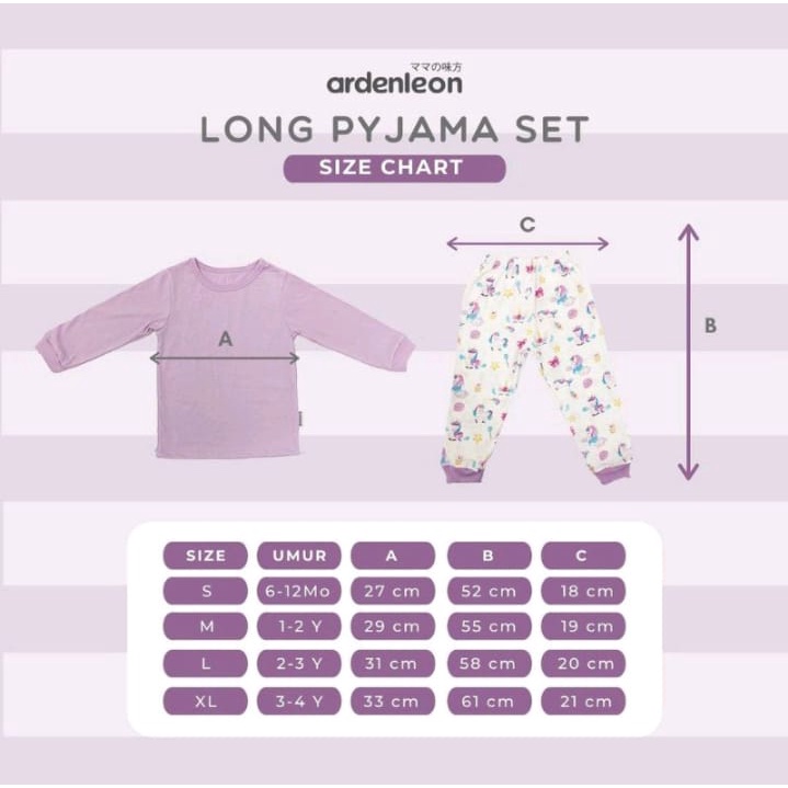 ArdenLeon Long Pyjama Printed Baby Piyama / Arden Leon Pajamas Anak