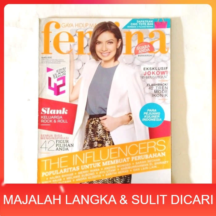 Majalah FEMINA No.37 Sep 2014 Cover NAJWA SHIHAB Langka