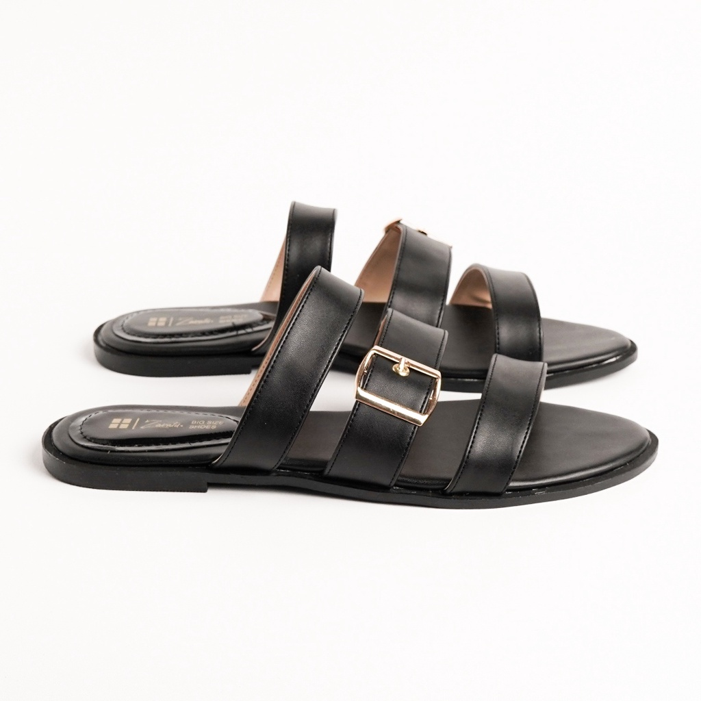 Sandal Wanita Ukuran jumbo Besar Sendal Flat Hitam Cewe Big Size 41 42 43 44 45 simple gaya ZGX-123