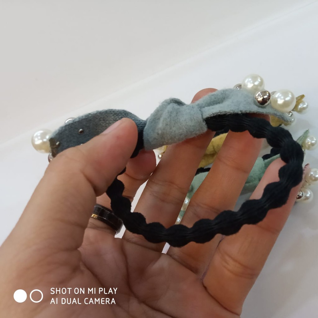 BARU !! KUNCIRAN KOREA / IKAT RAMBUT KOREA  MODEL PITA MUTIARA TOKOPELANGINICER