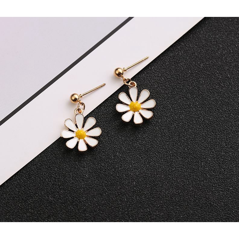 Anting Wanita Daisy Sun Flower Bunga Daisy dan Gaya Simple Korea-Sun Flower - Pendek