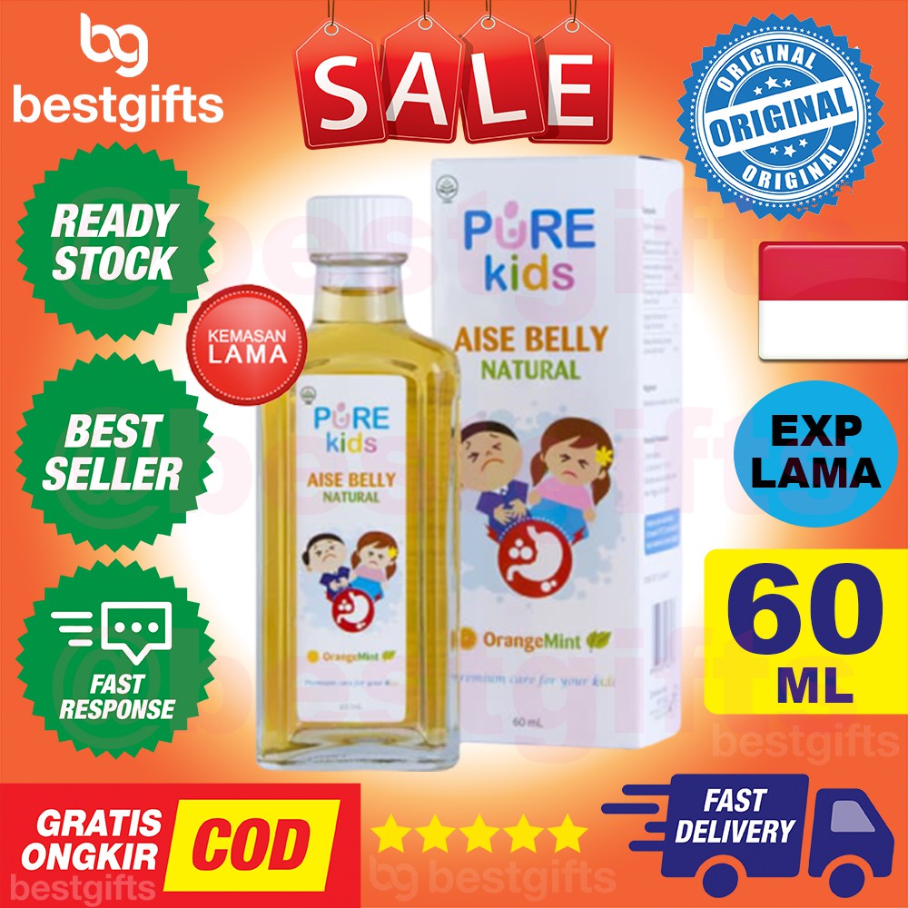 PURE KIDS PUREKIDS AISE BELLY NATURAL ORANGE MINT KEMBUNG MASUK ANGIN ANAK LEWAT SENDAWA GAS 60 ML