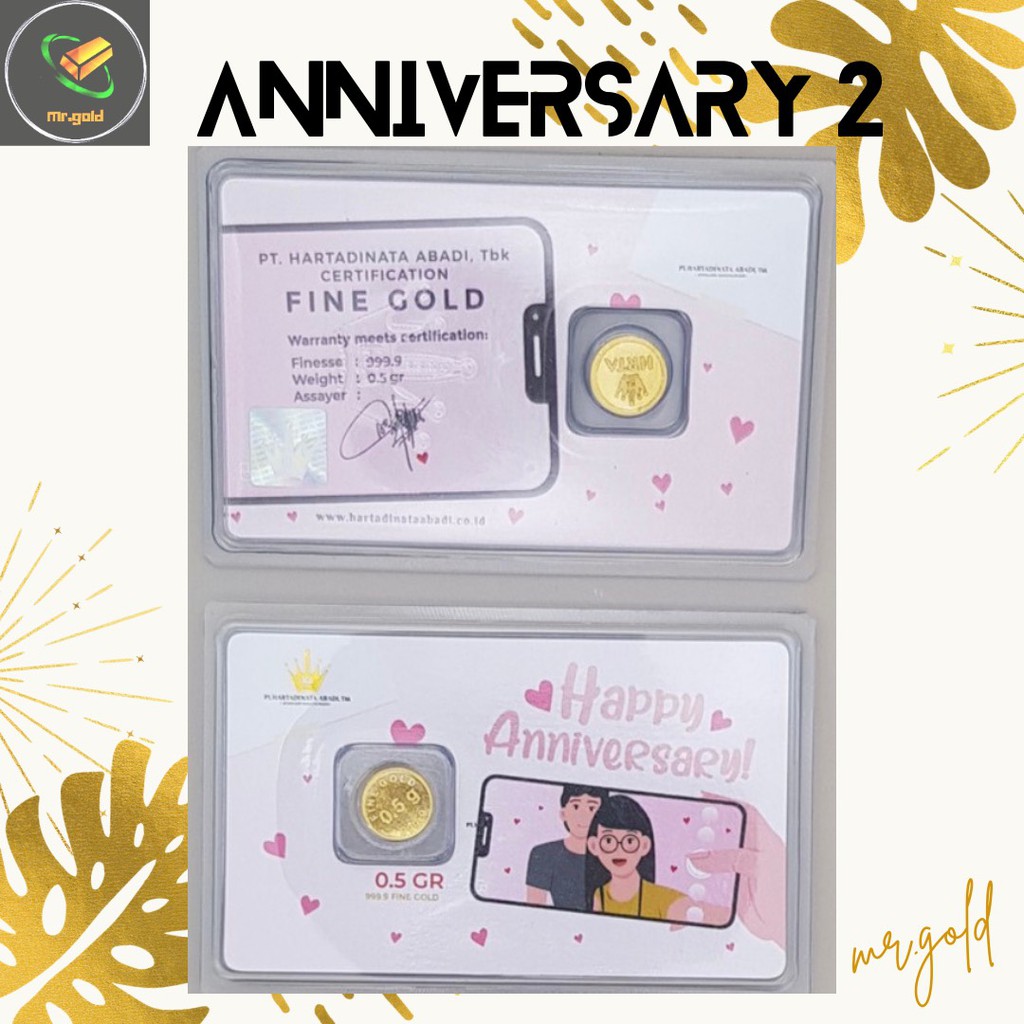 EMAS LOGAM MULIA MINI HARTADINATA ABADI 0.5 GRAM EDISI ANNIVERSARY 2 GIFT SERIES ACC LM HT / LM HRTA