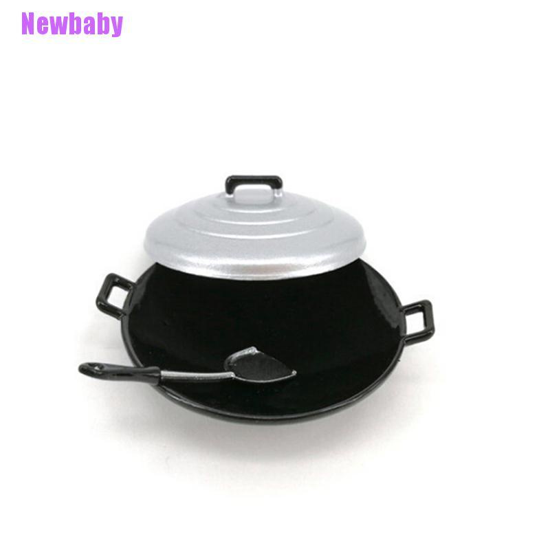 (Newbaby) 3pcs / set Mainan Miniatur Panci pancake Skala 1: 12 Untuk Aksesoris Rumah Boneka