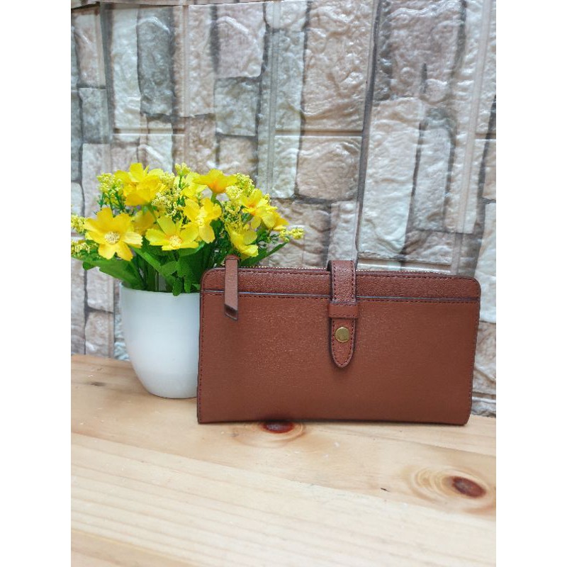 Dompet Fossil Fiona Clutch Brown Preloved