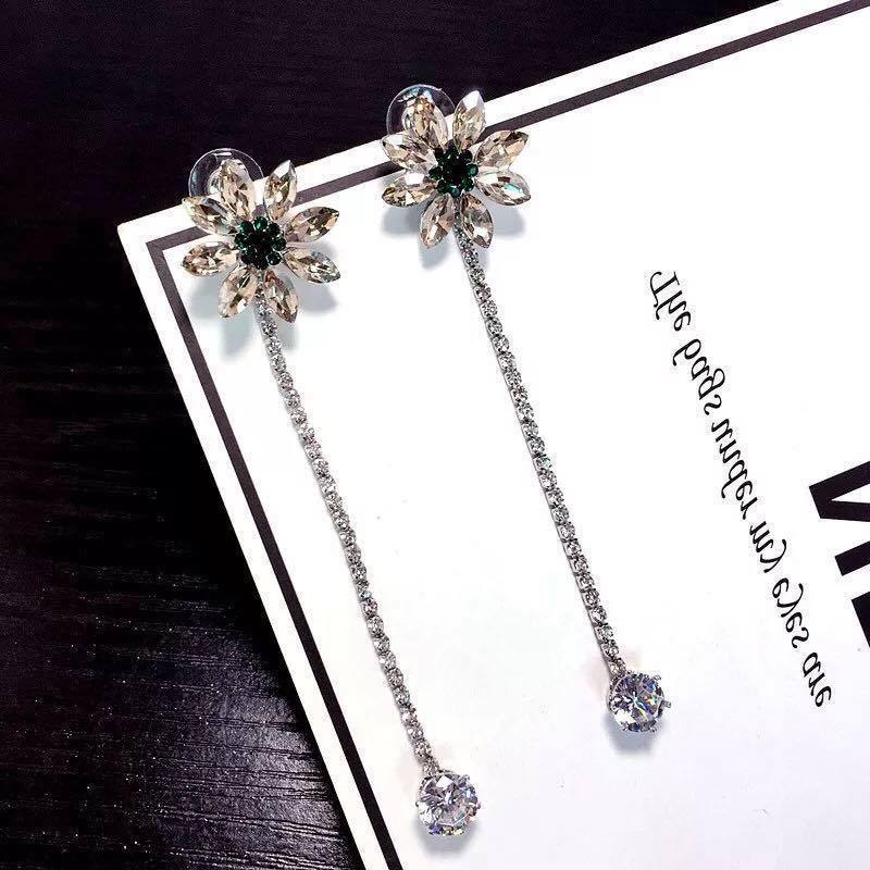 Super fairy liar bunga kristal rumbai anting-anting wanita anting-anting Korea elegan manis anting-a