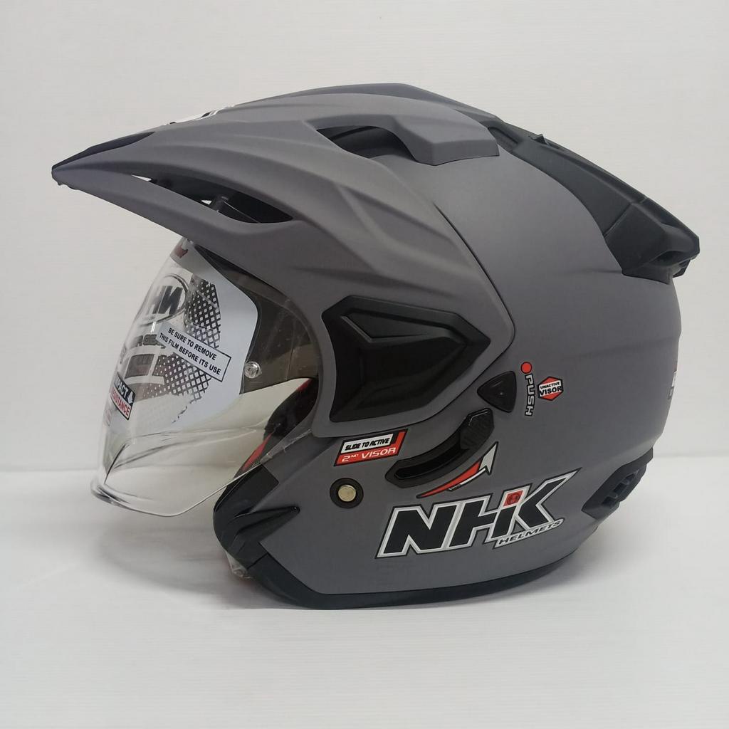 HELM HALF FACE NHK PREDATOR CRYPTON SOLID DIM GREY DOFF DOUBLE VISOR