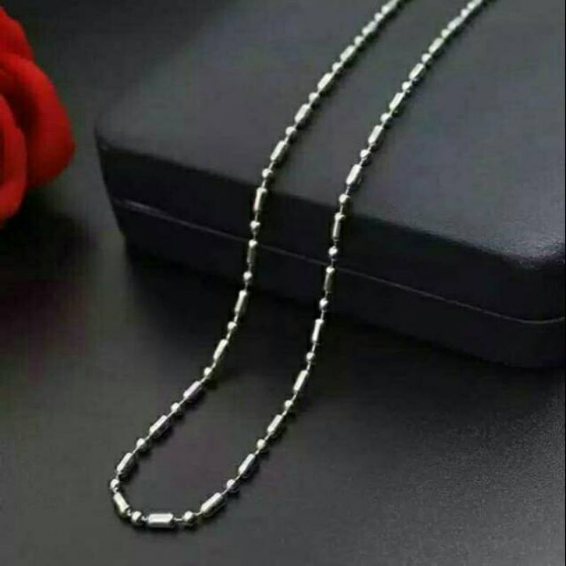 KALUNG MONEL TITANIUM BAMBU ANTI LUNTUR HURUF ALFABET A-Z PANJANG 45 CM